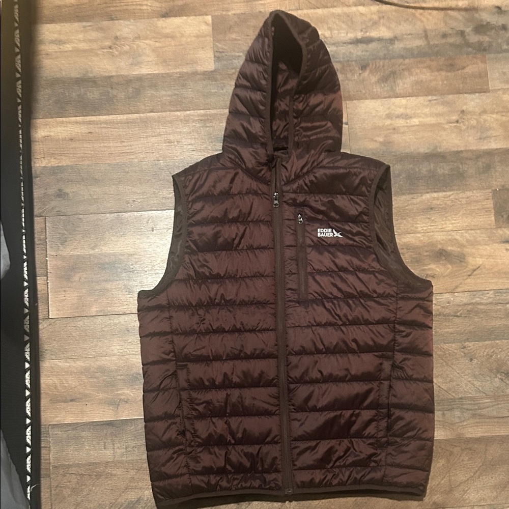 Eddie Bauer Dark Brown Hooded Vest